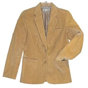 Vintage Rialto Ltd Beige Country Corduroy Blazer 2 Button Jacket Women Size 7 S